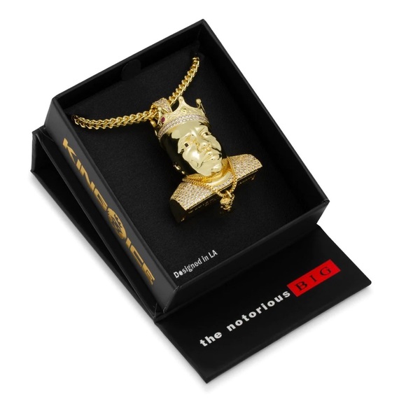 14K Gold plated King Ice Biggie Smalls Chain - Notorious B.I.G. Bling Necklace - Picture 2 of 10